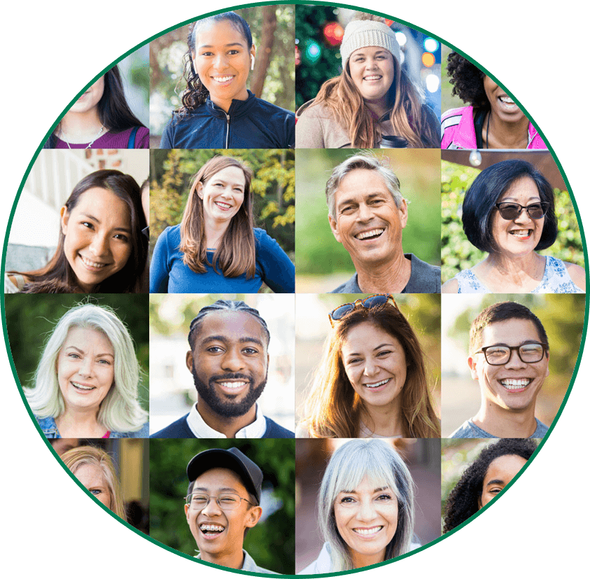 The General Car Insurance customer testimonials - smiling faces of happy customers.