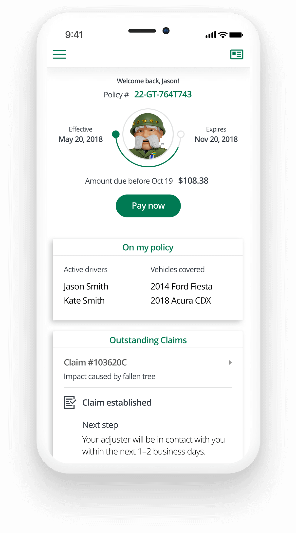 The General Mobile App Screen